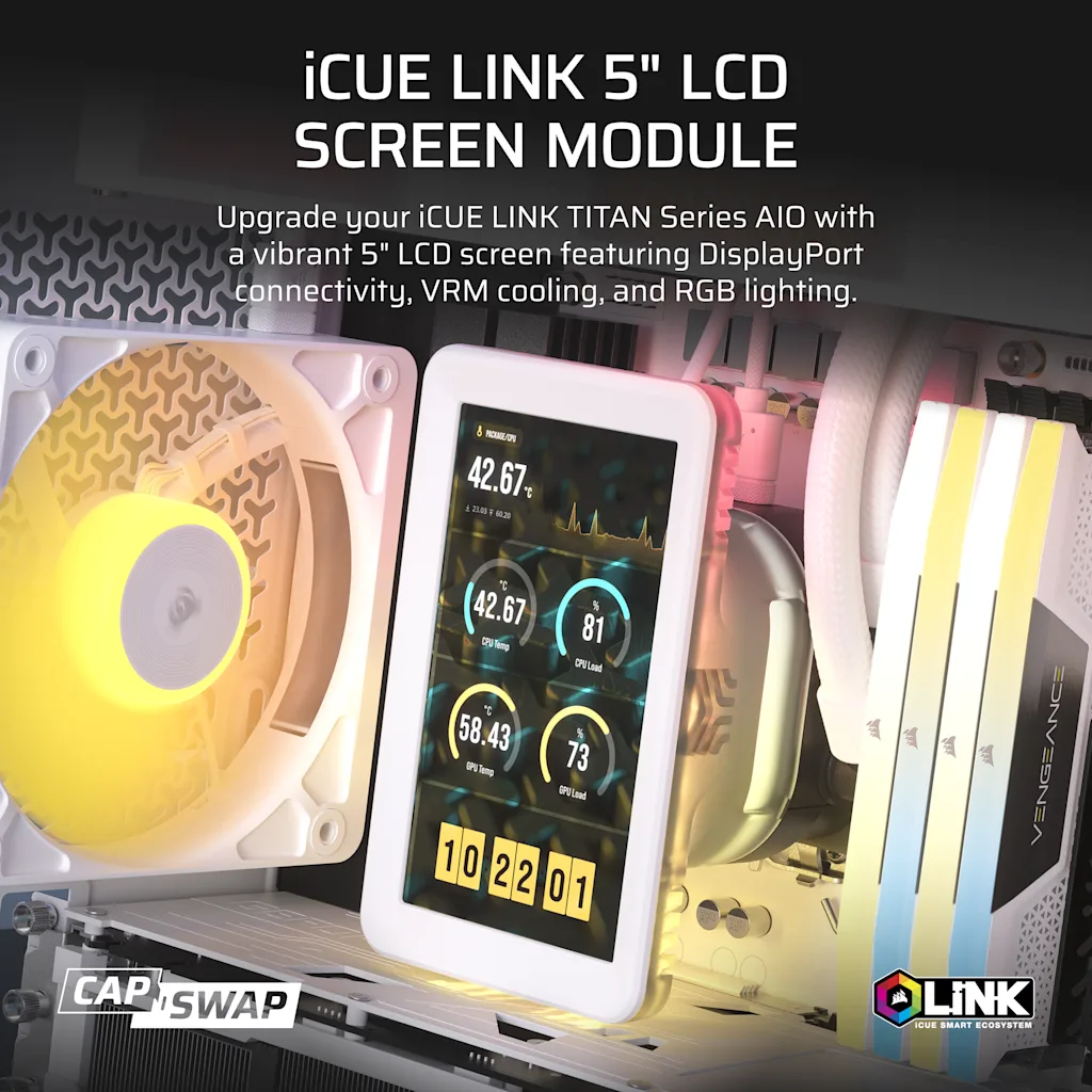 iCUE LINK 5″ LCD Screen Module - White | CORSAIR